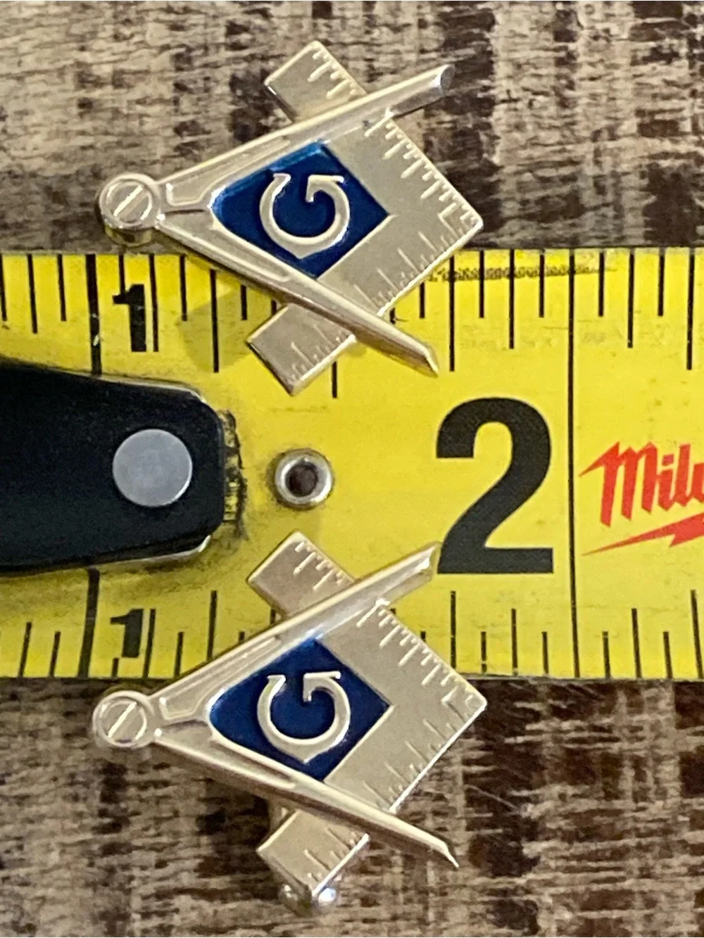 Vintage Masonic Square & Compass Cufflinks with Blue Enamel Gold Tone